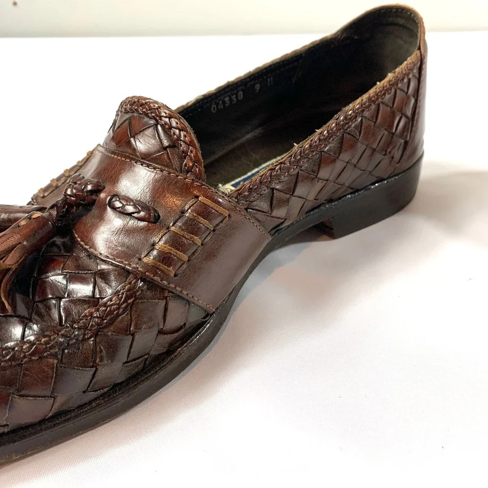 Bragano‎ Woven Leather tassel Loafer Shoes